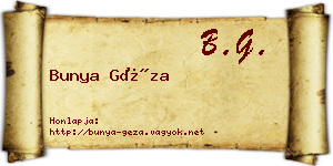 Bunya Géza névjegykártya